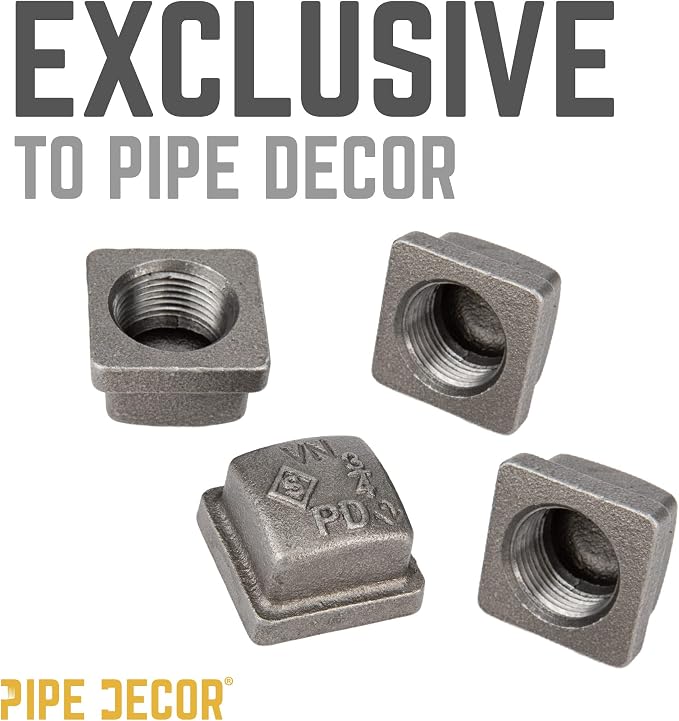 PIPE DECOR Square Cap Fitting, 3/4 Inch, Shelving and Standard 3/4 Inch - Image 7