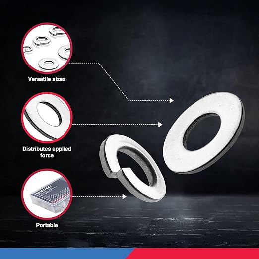 NEIKO 50400A Stainless Steel Lock and Flat Washer Assortment | 350 Piece Set | - Image 10