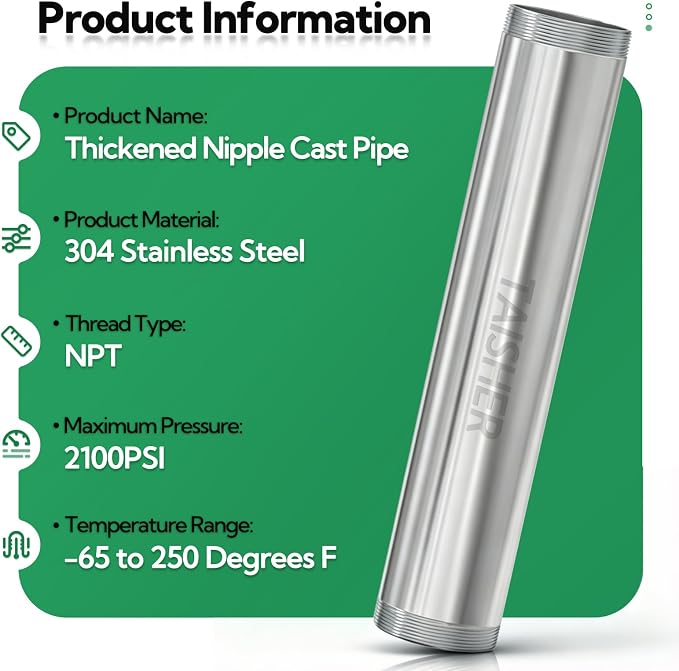 1pcs Thickened Nipple Cast Pipe 2" NPT Male - Image 3