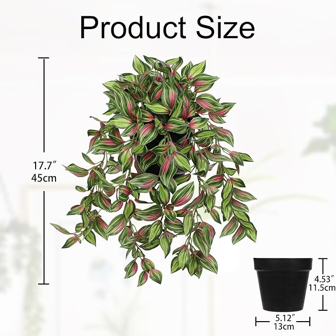 Briful Artificial Hanging Plants in Black Pot 17.7" Lifelike Trailing Faux - Image 2