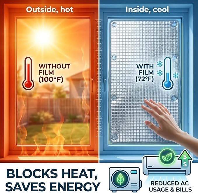 Reflective Window Film Privacy, Heat Control Aluminum Foil Window Insulation Kit - Image 3