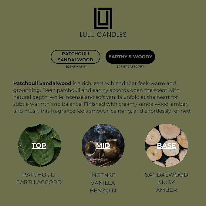Lulu Candles | Patchouli Sandalwood | Smells Like Wood & Musk | Luxury Scented - Image 3