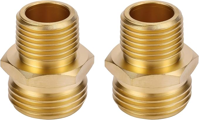 2 Pack 3/4" GHT to 3/4" NPT Male Connector, Brass Garden Hose Fitting, Male - Image 6