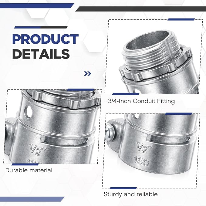 Yaocom 20 Pack 1/2-inch Squeeze Connectors Fittings FMC Flexible Metal Conduit - Image 3
