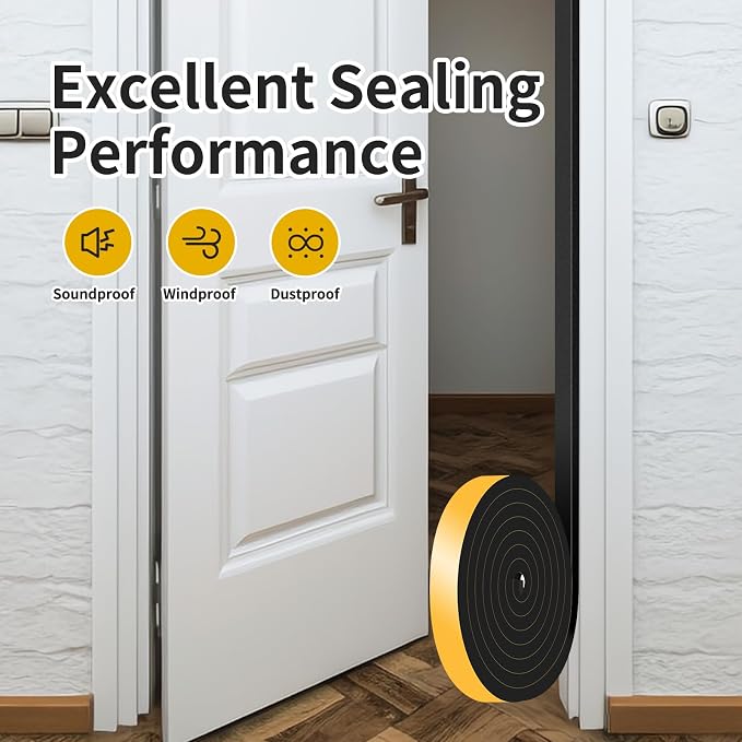 Weather Stripping, High Density CR, Strong Adhesive, 1/2 in x 1/2 in x 52Ft | - Image 7