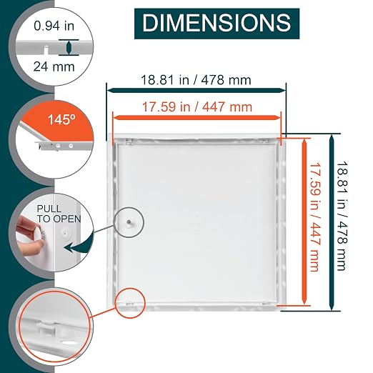 18" x 18" White ABS Plastic Plumbing Access Panel - Image 2