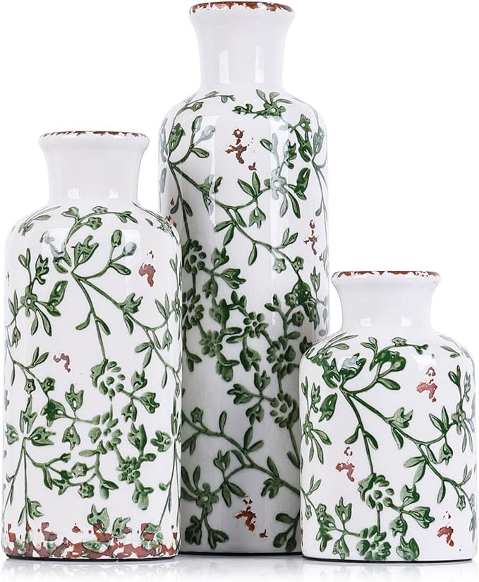 Green Ceramic Vase Set by QIANLING