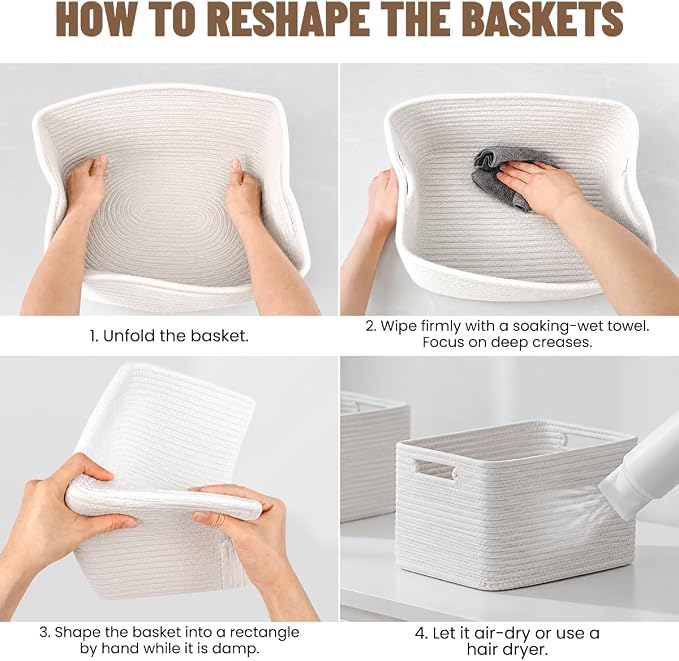 5 Pack Woven Storage Baskets, Decorative Storage Bins - Image 6