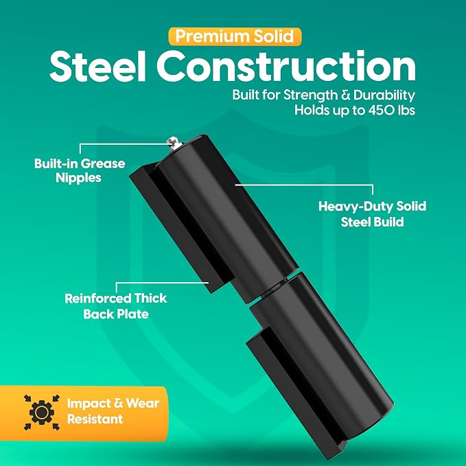 7" Heavy Duty Weld On Hinges for Metal, 1.38" Barrel, 0.87" Pin, 1102 lb - Image 4
