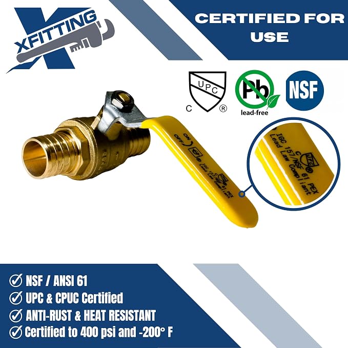 10 Pack XFITTING Pex Barb 1 Inch Ball Valve - Image 6