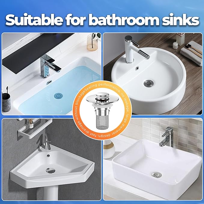 Bathroom Sink Drain Strainer, Pop-up Sink Drain Strainer - Image 3