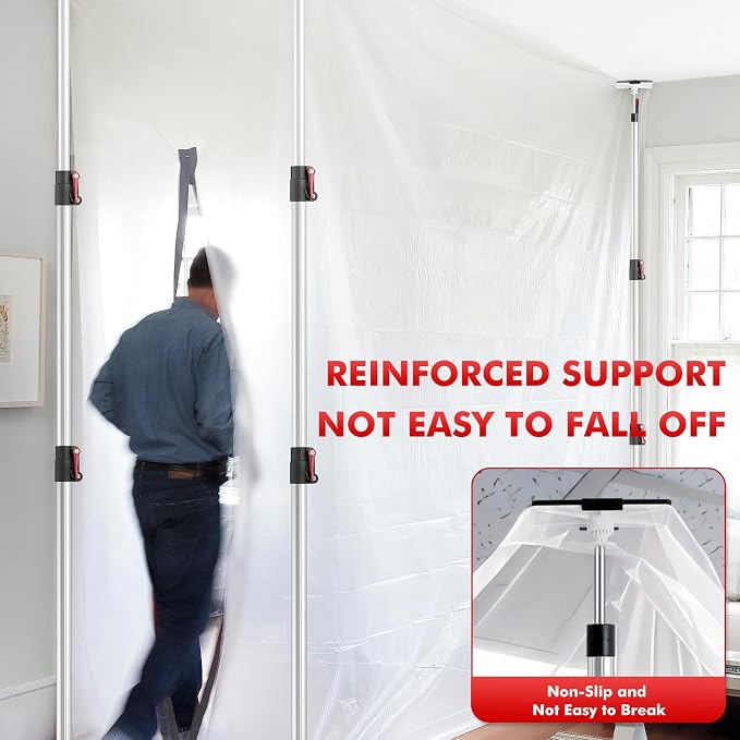 10FT Dust Barrier Poles 4Pack, Spring Retractable Zipper Wall Poles - Image 6
