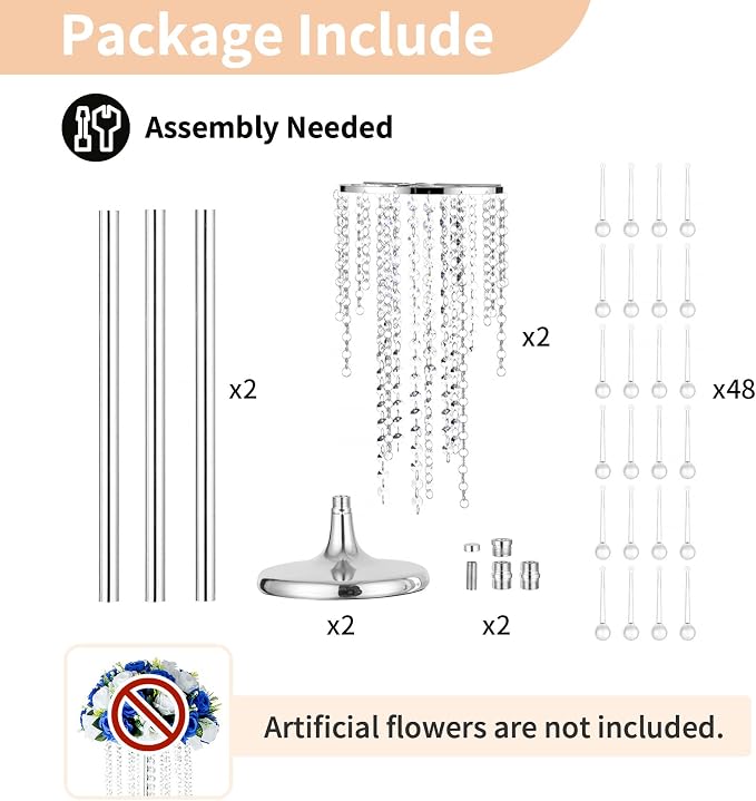 NUPTIO Silver Crystal Flower Vases - Image 4