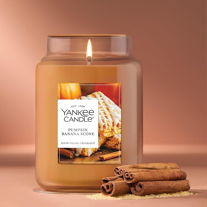 Yankee Candle Pumpkin Banana Scone, Holiday Scented Candle, 22oz Large Jar - Image 4