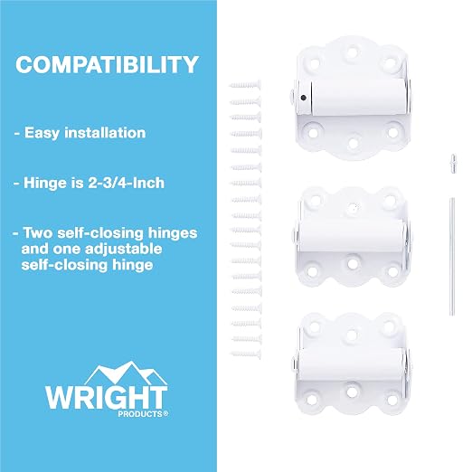 Wright Products V226WH Spring Loaded Door 3PK Self Closing Hinge - Image 5