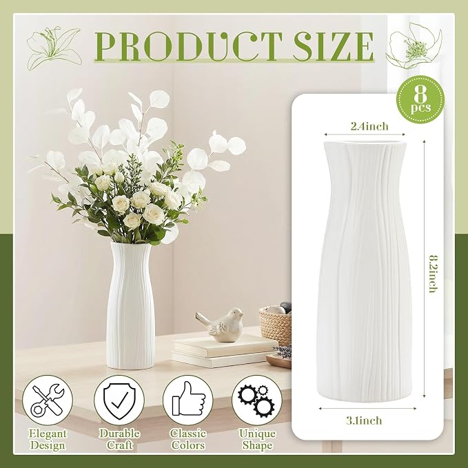Qinyoung White Ceramic Bud Vase Set of 8 - Image 2