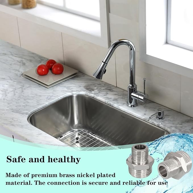 G 1/2 male x 3/8 Male Compression Reducer Faucet Adapter 4PCS | Nickel Plated - Image 6