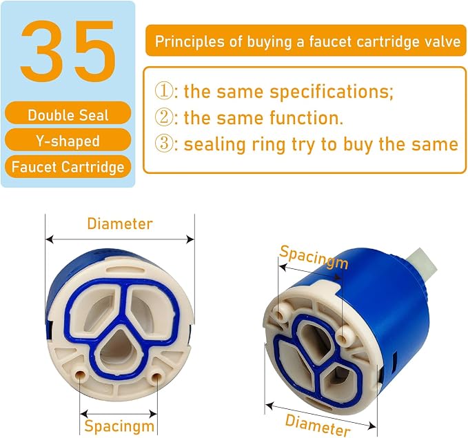 35mm Faucet Cartridge replacement, Ceramic Faucet Cartridge Replacement - Image 3