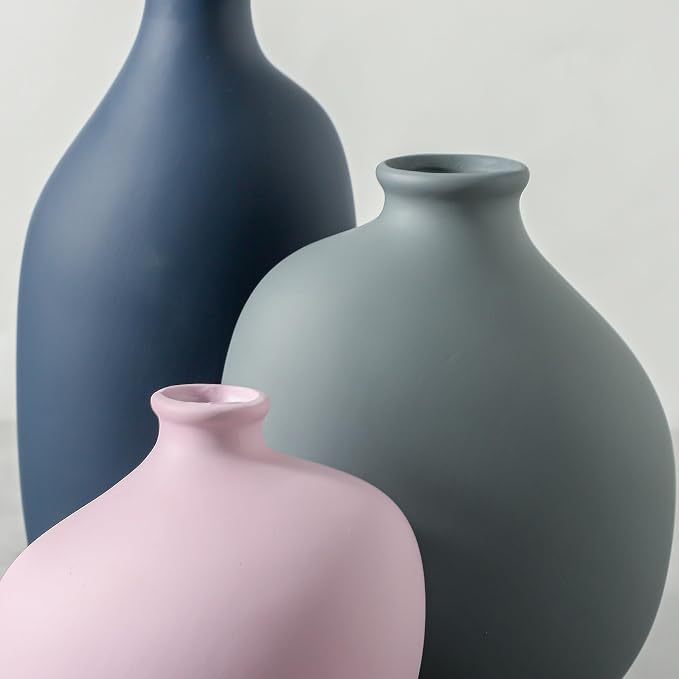 Small Ceramic Vase Set of 3, Modern Decorative Pottery Vases | Three different - Image 3