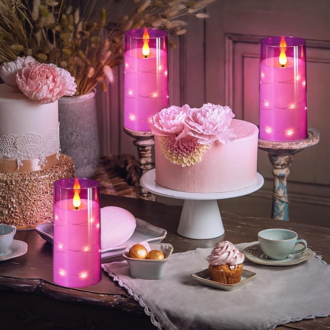 NURADA 3"x6"Flickering Flameless Candles: Built-in Star String Lights 3D Wick - Image 5