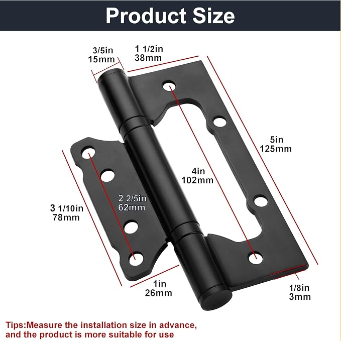 Non-Mortise Door Hinges, 5 Inch-304 Stainless Steel, Heavy Duty Door Hinges - Image 2