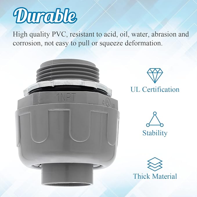 6Pcs 1 Inch NPT Liquid Tight Connector | Nonmetallic Straight, Electrical - Image 3
