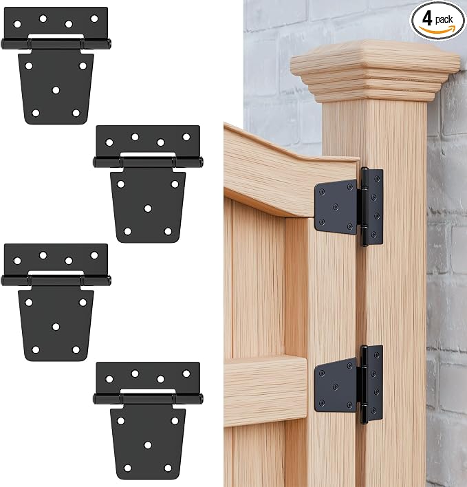 3.5 Inch Heavy Duty Gate Hinges, 4 Pack Extra Thick Black Iron Door Hinges | by TRIPLEDEER