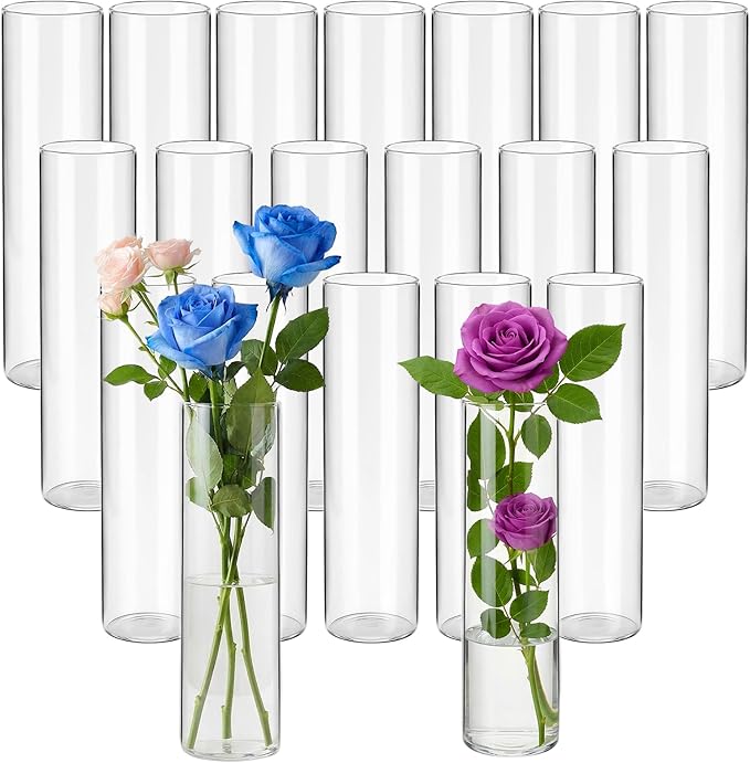 20 Pcs Glass Cylinder Bud Vases by saiguomi