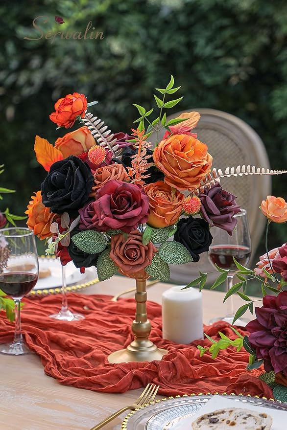 Serwalin Black Orange Artificial Flowers Combo Fall Flowers - Image 4