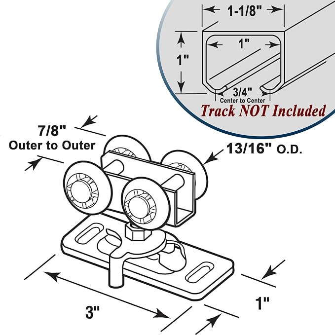 13/16" Pocket Door Ball Bearing Hangers Fit Kenna-Frame, Crawford & Press-Rite - Image 2