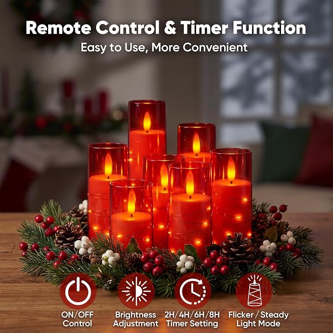 Raycare 18 Pcs Flameless Battery Operated Pillar Candles - Image 6
