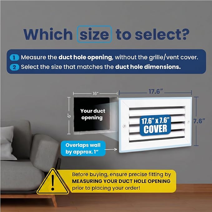 16x6 Aluminum Wall Ceiling Air Return Vent Cover HVAC Rustproof Grille - Image 2