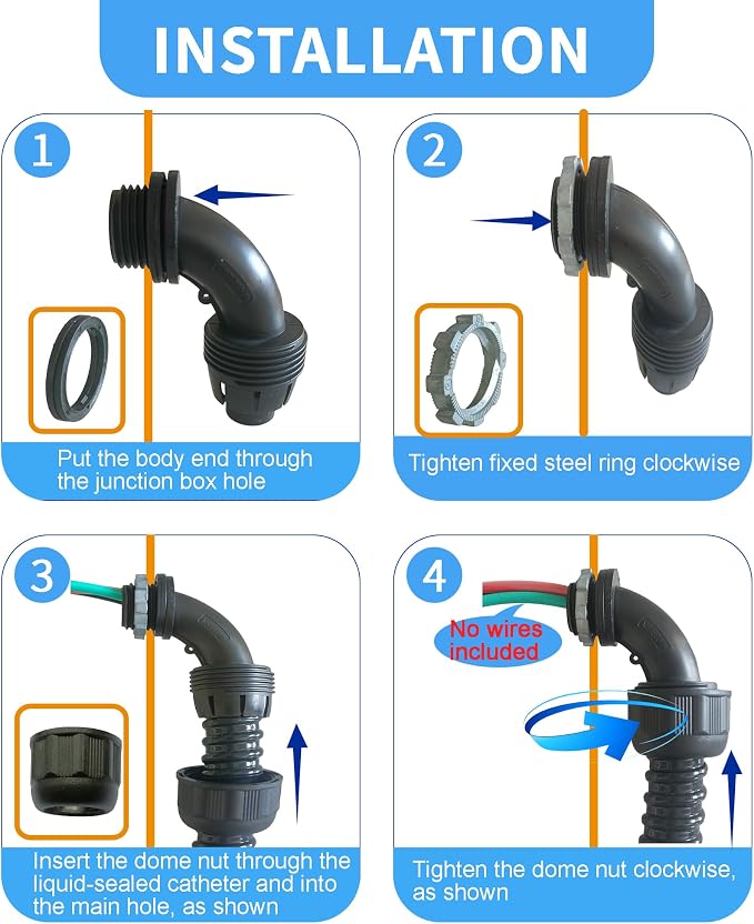eflyefly Black Flex Liquid Tight Conduit 1/2 Non Metallic Flexible Electrical - Image 7