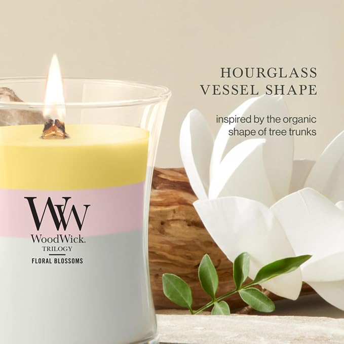 Woodwick Floral Blossoms Medium Hourglass Trilogy Candle - Image 4