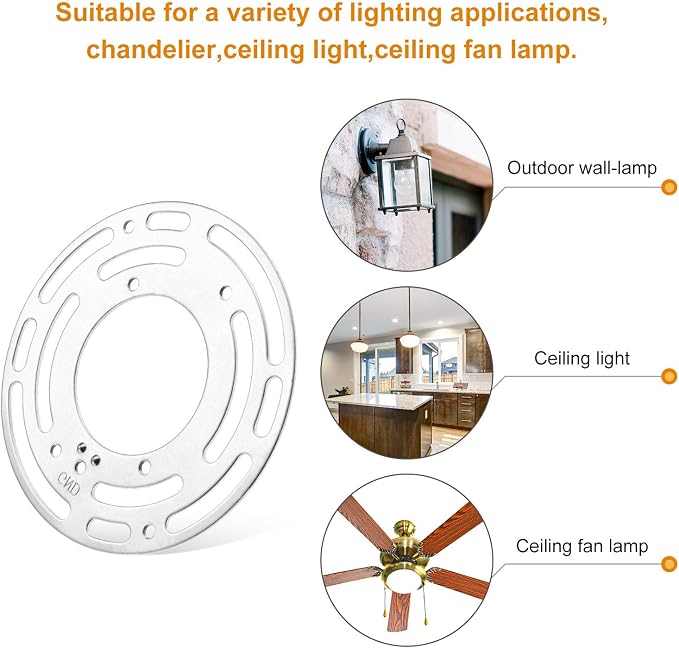 Pelopy 5 Pack Universal Light Fixture Mounting Bracket 4 Inch Diameter Steel - Image 3