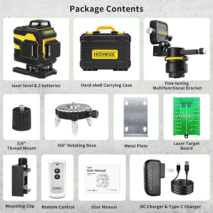 4x360° Laser Level Pro Kit, Self-leveling Tool - Image 7