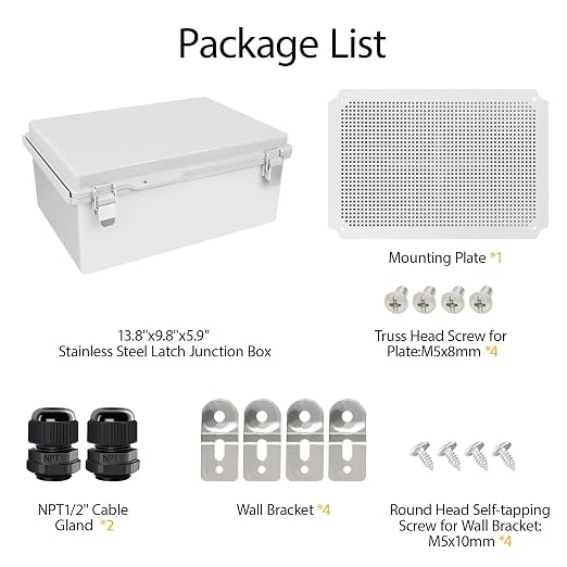 Electrical Box, IP67 Waterproof Hinged Cover Stainless Steel Latch Junction Box - Image 8