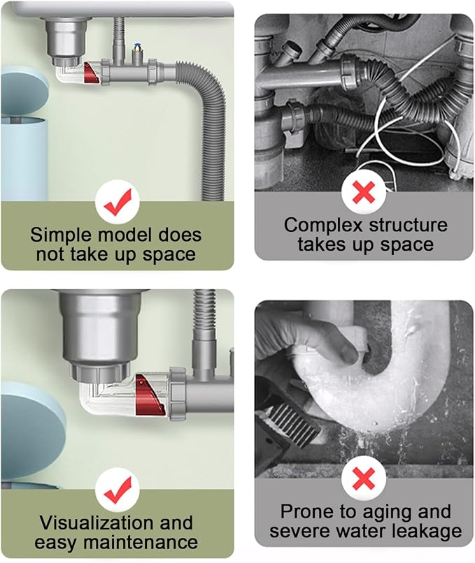 Sink Trap 1 1/2'' P-Trap Replacement Upgrade Visible Sink Drain Backflow - Image 3