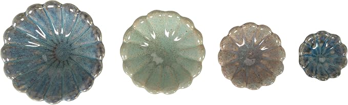 Creative Co-Op 4-Piece Stoneware Flower Shaped Bowl Set in Reactive Glaze - Image 3