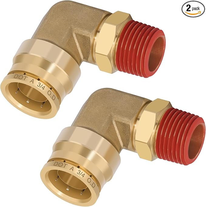90° Swivel Male Elbow, 3/4" Tube x 1/2" NPT, DOT Approved 2PCS | by BOERAY