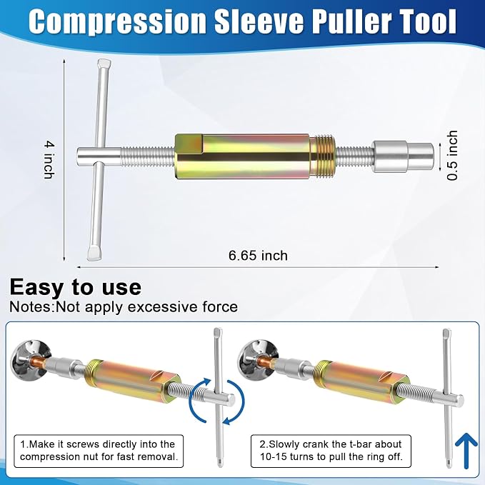 5 Pcs Angle Stop Wrench Kit Plumbing Tool, Compression Sleeve Puller - Image 4