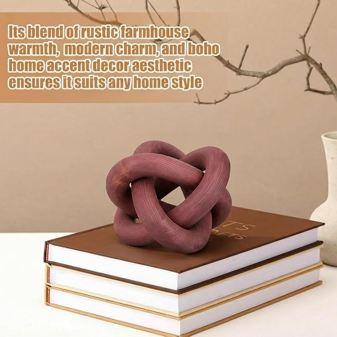 Yalikop 3 Link Wood Knot Decor Rustic Table Shelf Sculpture, Boho Decorative - Image 4