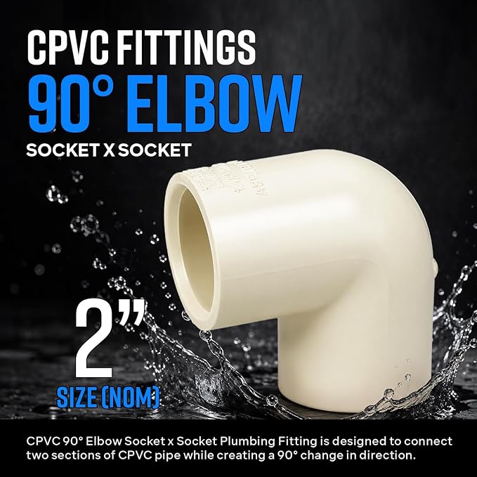 SUPPLYGIANT 10pcs 2 Inch CPVC 90 Degree Elbow Socket x Socket Plumbing Fitting - Image 2
