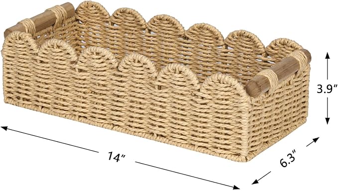 CubesLand Scalloped Toilet Paper Storage Basket W/Handle - Image 7