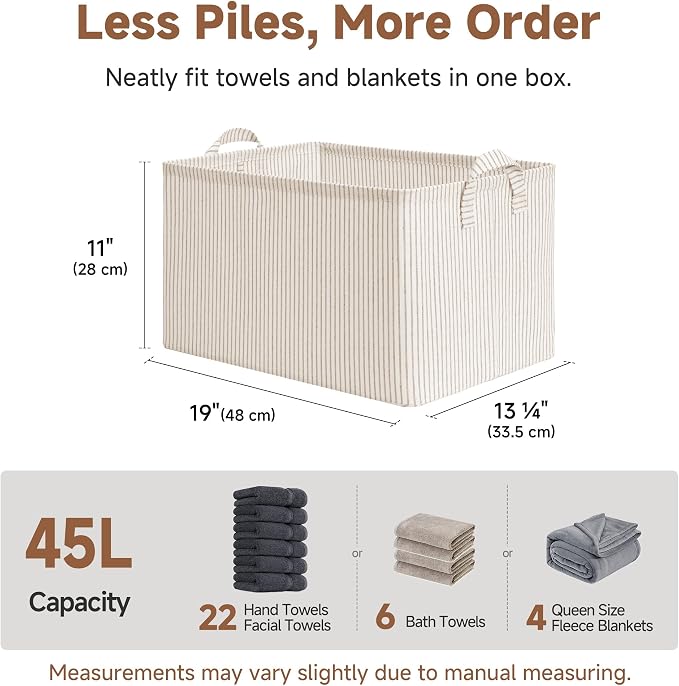 StorageWorks Closet Storage Bins, Khaki and Beige Stripes, - Image 6