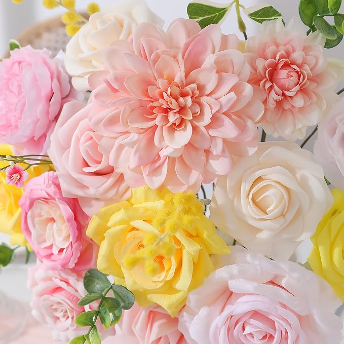 Artificial Flowers Fake Rose Flowers Dahlia - Image 2