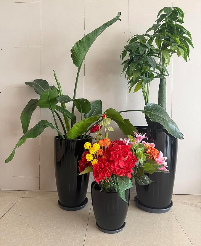 24/21/11 Inch Tall Planter Pots Garden Plastic Planters - Image 2