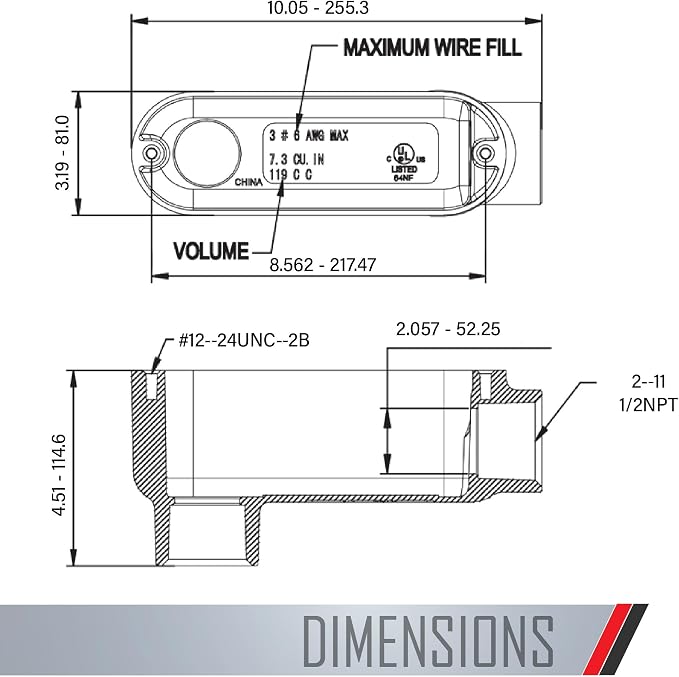 TayMac RLB200 Threaded LB Conduit Body, Die Cast Aluminum, Stamped Steel Cover - Image 3