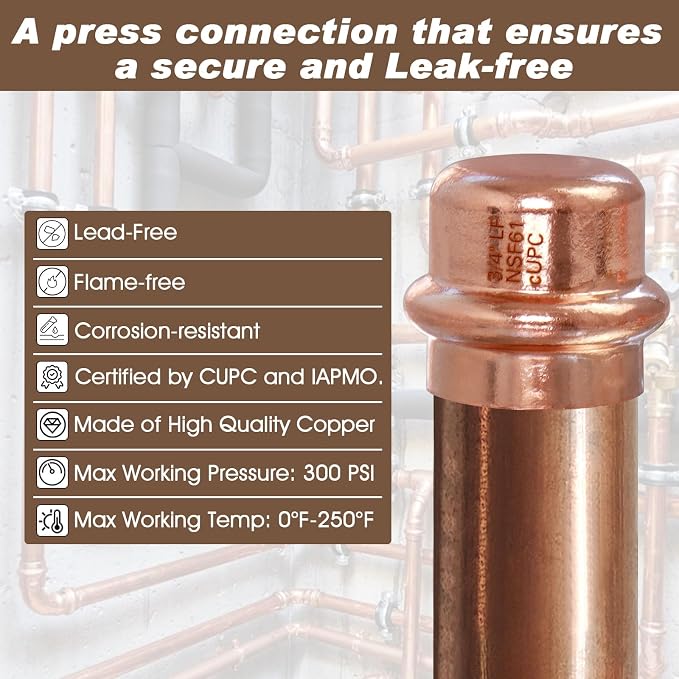 Copper Press Fittings 3/4" Copper Press Cap - Image 4