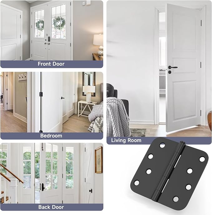 6 Pack Door Hinges 4 Inch, Matte Black Hinges - Image 7